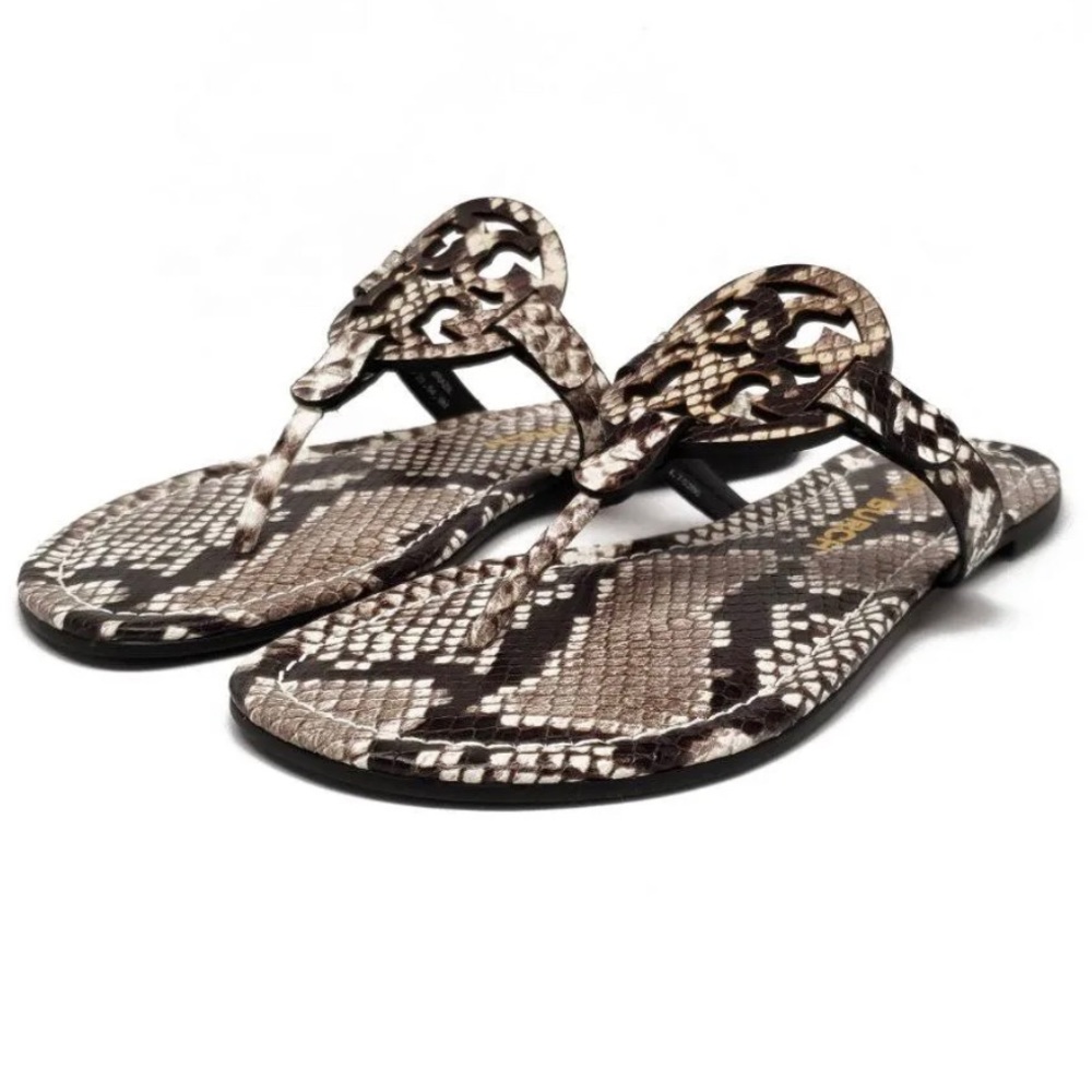 NIB Tory Burch Miller Leather Sandal Warm Roccia US 9.5  AUTHENTIC